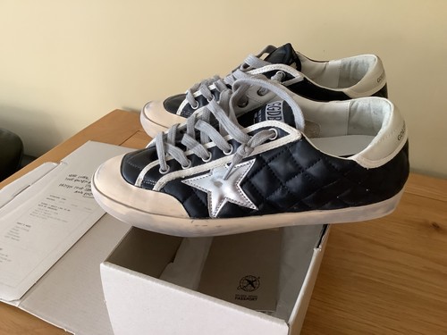 Black quilted golden goose - black,